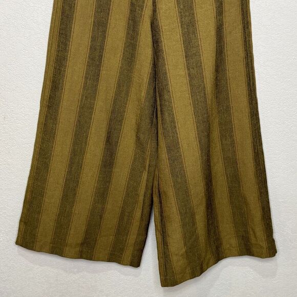 Urban Outfitters Jumpsuit Womens XS Brown Striped Wide Leg Strapless Cropped - Picture 6 of 10